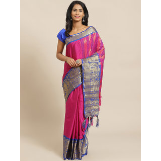 Sharda Creation Wine And Blue Embellished saree - Sarees | Buy online on ZillyBuy