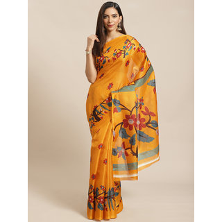 Sharda Creation Yellow Animal Printed Saree - Sarees | Buy online on ZillyBuy