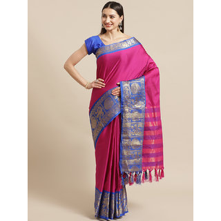 Sharda Creation Wine And Blue Embellished saree - Sarees | Buy online on ZillyBuy