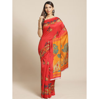 Sharda Creation Red Animal Print Saree - Sarees | Buy online on ZillyBuy