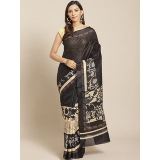 Sharda Creation Black Flower Print Saree - Sarees | Buy online on ZillyBuy