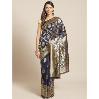 Sharda Creation Blue And Gold Embellished Art Silk Saree - Sarees | Buy online on ZillyBuy
