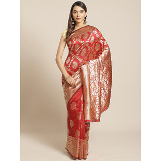 Sharda Creation Red And Gold Embellished Art Silk Saree - Sarees | Buy online on ZillyBuy