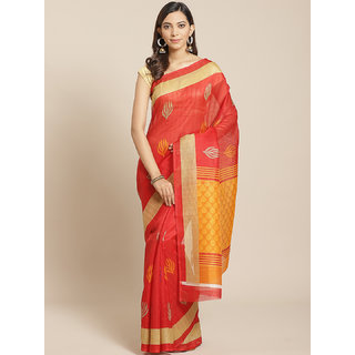 Sharda Creation Red Solid Saree - Sarees | Buy online on ZillyBuy