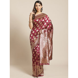Sharda Creation Maroon And Gold Embellished Art Silk Saree - Sarees | Buy online on ZillyBuy