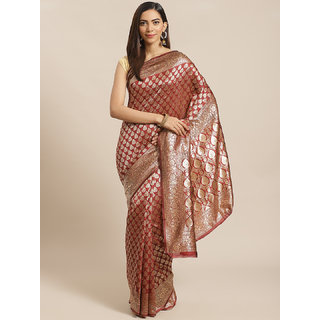 Sharda Creation Maroon And Gold Embellished Art Silk Saree - Sarees | Buy online on ZillyBuy