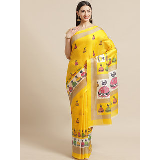 Sharda Creation Yellow Printed Saree - Sarees | Buy online on ZillyBuy