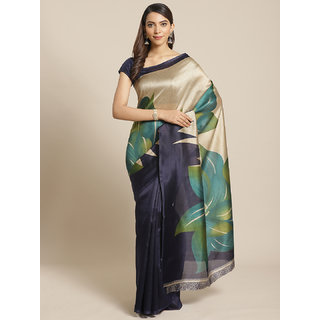 Sharda Creation Navy Blue Mysore Silk Saree - Sarees | Buy online on ZillyBuy