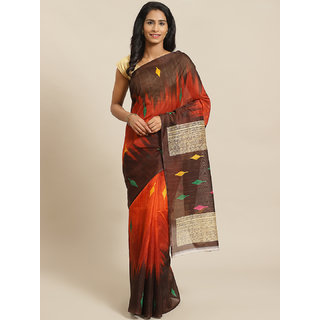 Sharda Creation Red and Coffee Solid Saree - Sarees | Buy online on ZillyBuy