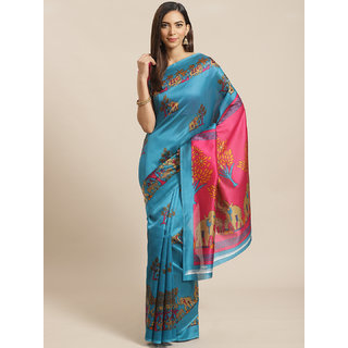 Sharda Creation Blue And Pink Mysore Silk Saree - Sarees | Buy online on ZillyBuy
