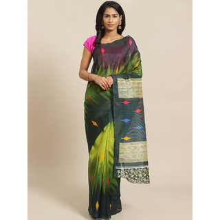 Sharda Creation Green and Blue Solid Saree - Sarees | Buy online on ZillyBuy