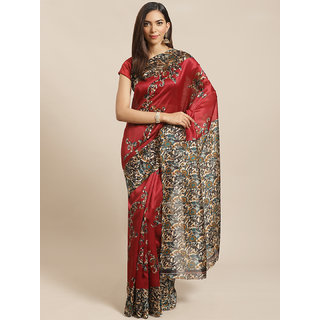 Sharda Creation Red Kalamkari Printed Saree - Sarees | Buy online on ZillyBuy