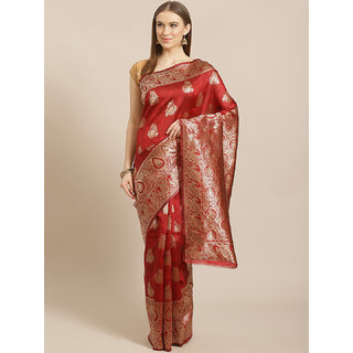 Sharda Creation Red And Gold Embellished Art Silk Saree - Sarees | Buy online on ZillyBuy