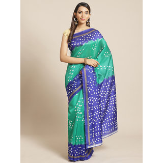 Sharda Creation Green And Blue Bandhej Print Saree - Sarees | Buy online on ZillyBuy