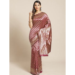 Sharda Creation Maroon And Gold Embellished Art Silk Saree - Sarees | Buy online on ZillyBuy