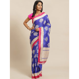 Sharda Creation Royal Blue Foil Printed Saree - Sarees | Buy online on ZillyBuy