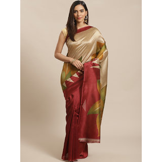 Sharda Creation Maroon Mysore Silk Saree - Sarees | Buy online on ZillyBuy
