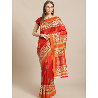 Sharda Creation Red Mysore Silk Saree - Sarees | Buy online on ZillyBuy