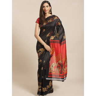 Sharda Creation Black And Red Mysore Silk Saree - Sarees | Buy online on ZillyBuy