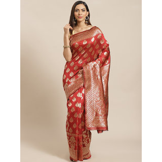 Sharda Creation Red And Gold Embellished Art Silk Saree - Sarees | Buy online on ZillyBuy