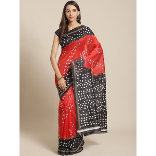 Sharda Creation Red And Black Bandhej Silk saree - Sarees | Buy online on ZillyBuy
