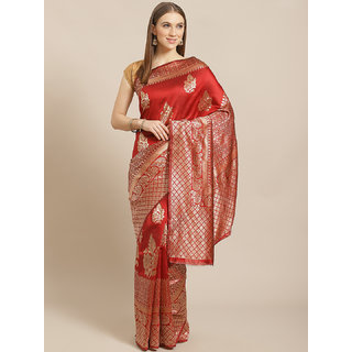 Sharda Creation Red And Gold Embellished Art Silk Saree - Sarees | Buy online on ZillyBuy