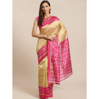 Sharda Creation Brown And Pink Bandhej Print Saree - Sarees | Buy online on ZillyBuy