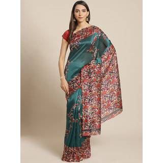 Sharda Creation Green And Cream Mysore Silk Saree - Sarees | Buy online on ZillyBuy