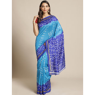Sharda Creation Rama And Blue Bandhej Print Saree - Sarees | Buy online on ZillyBuy