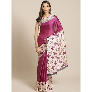 Sharda Creation Purple Animal Print Saree - Sarees | Buy online on ZillyBuy
