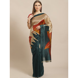 Sharda Creation Green Animal Print Saree - Sarees | Buy online on ZillyBuy