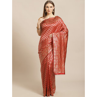 Sharda Creation Red And Gold Embellished Art Silk Saree - Sarees | Buy online on ZillyBuy