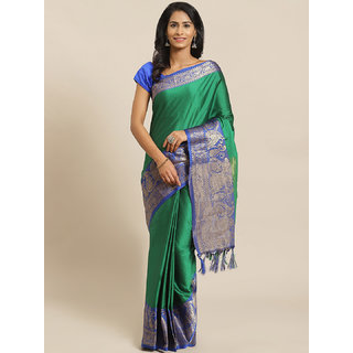 Sharda Creation Green And Blue Embellished Saree - Sarees | Buy online on ZillyBuy