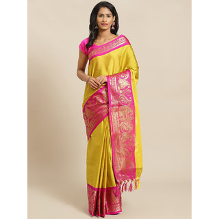 Sharda Creation Yellow And Pink Embellished Saree - Sarees | Buy online on ZillyBuy