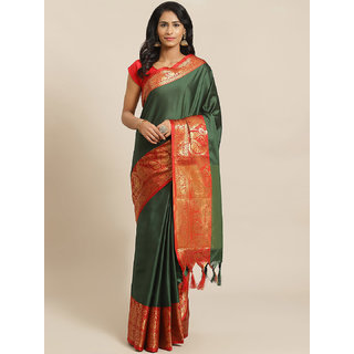 Sharda Creation Green And Red Embellished Saree - Sarees | Buy online on ZillyBuy