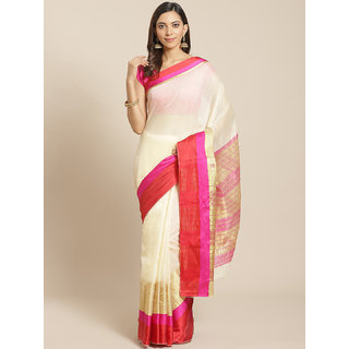 Sharda Creation White And Red Cotton Saree - Sarees | Buy online on ZillyBuy