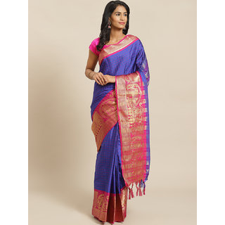 Sharda Creation Blue And Pink Embellished Saree - Sarees | Buy online on ZillyBuy