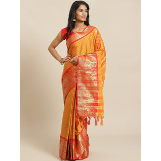 Sharda Creation Mustard And Red Embellished Saree - Sarees | Buy online on ZillyBuy