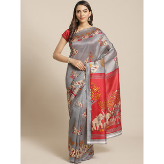 Sharda Creation Silver And Red Mysore Silk Saree - Sarees | Buy online on ZillyBuy
