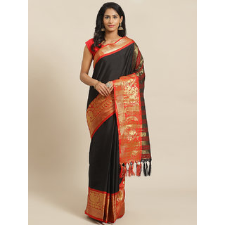 Sharda Creation Black And Red Embellished Saree - Sarees | Buy online on ZillyBuy