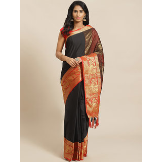 Sharda Creation Black And Red Embellished Saree - Sarees | Buy online on ZillyBuy