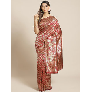 Sharda Creation Red And Gold Embellished Art Silk Saree - Sarees | Buy online on ZillyBuy