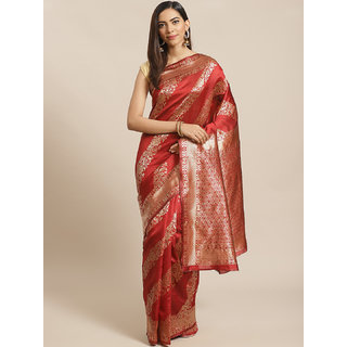 Sharda Creation Red And Gold Embellished Art Silk Saree - Sarees | Buy online on ZillyBuy