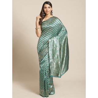 Sharda Creation Green And Gold Embellished Art Silk Saree - Sarees | Buy online on ZillyBuy