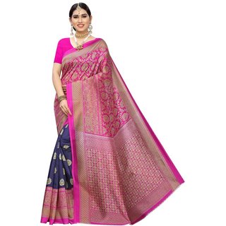 Sharda Creation Navy Blue  And Pink Colour Mysore Silk Saree - Sarees | Buy online on ZillyBuy