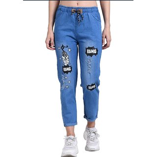 denim printed joggers