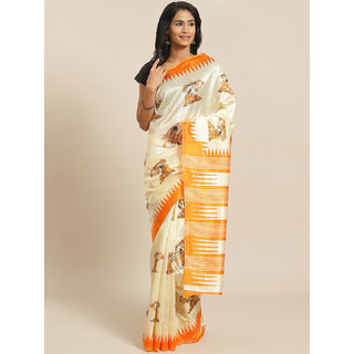 Sharda Creation Chicku and Orange Mysore Silk Saree - Sarees | Buy online on ZillyBuy