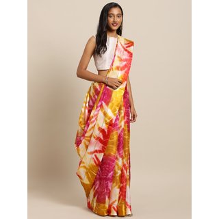 Meia Mustard Yellow & Red Supernet Dyed Kota Saree