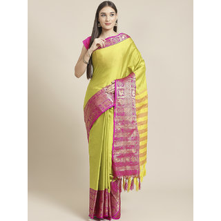 Sharda Creation Women's Yellow Embellished With Blouse Saree - Sarees | Buy online on ZillyBuy