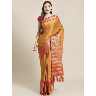 Sharda Creation Women's Mustard Embellished With Blouse Saree - Sarees | Buy online on ZillyBuy